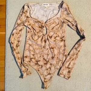 Open Edit Long Sleeved animal print bodysuit size xs
